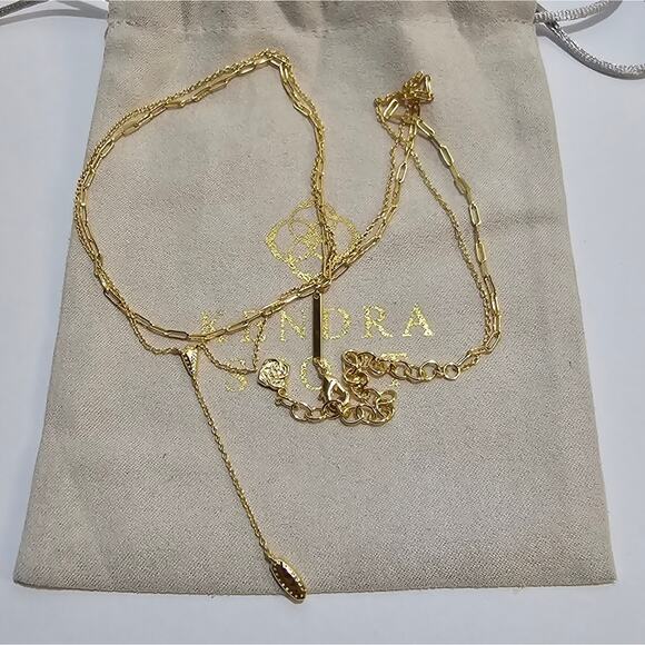 KENDRA SCOTT MULTI STRAND GOLD PLATED Y NECKLACE‎ NEW - Picture 1 of 6